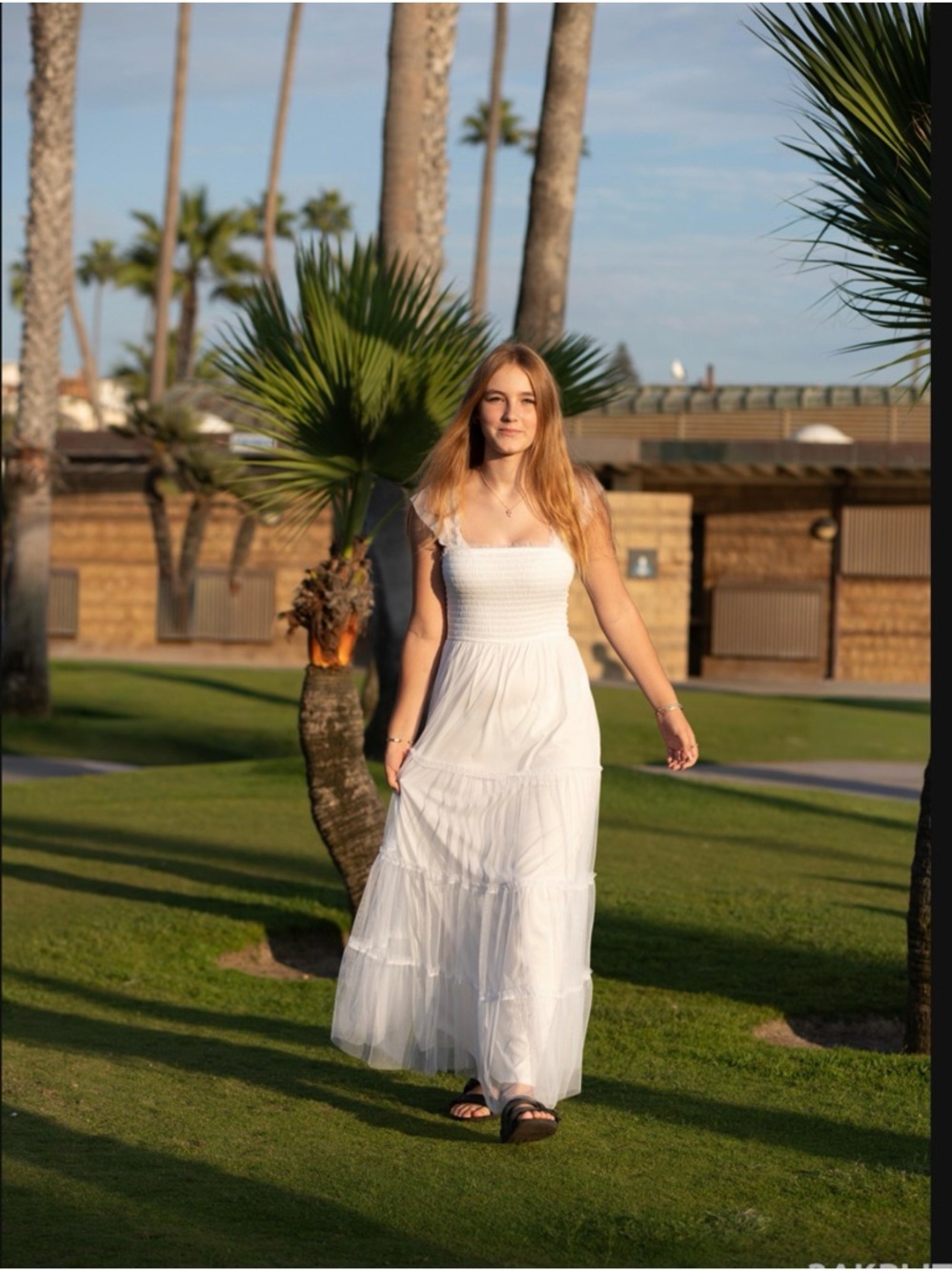 Trixxi  Maxi  White Tull Ruffled Strap Maxi Dress S